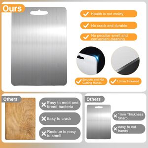 เขียงอเนกประสงค์แบบหนาสำหรับอาหาร เนื้อ ชีส เขียงไทเทเนียม เขียงสแตนเลส 304 สำหรับครัว - Product Image 3