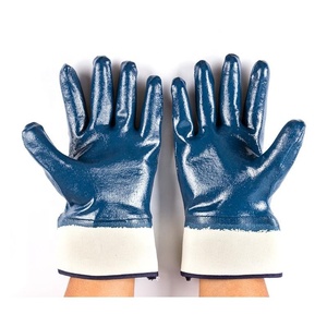 Gants de travail en nitrile imperméables anti-huile entièrement enduits robustes avec manchette de sécurité en jersey de coton - Product Image 5