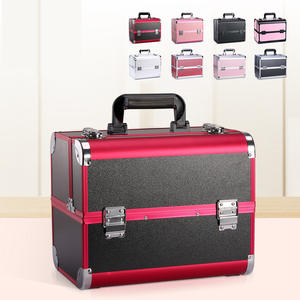 Boîte à cosmétiques professionnelle en alliage d'aluminium, surface en plastique mat, couvercle verrouillable, boîte de rangement pour la maison, pour la beauté et la coiffure - Product Image 4