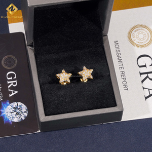New Arrivals Fashion Style Pass Diamond Tester Screw <b>Back</b> Iced Out Man VVS1 Moissanite Diamond Hip Hop 5Stars Shape Stud <b>Earring</b> - Product Image 4
