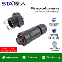 Conector de Automatización Impermeable de Plástico Roscado ALTW IP68, 2, 3, 4, 5, 6, 7, 8, 10, 12 Pines, Hembra y Macho, Enchufe de Aviación Instalable en Campo