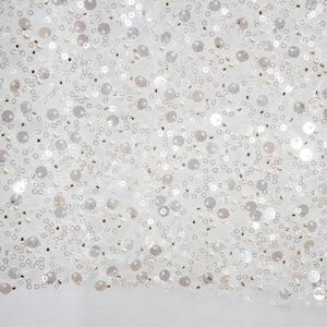 Trang Trí Váy Cưới Tela De Abalorios De Encaje Bordado Bán Sỉ Vải Đính Kim Sa Vải Thêu Ren Đính Cườm - Product Image 5