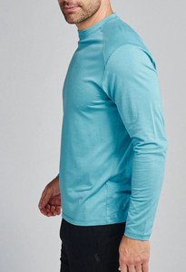 เสื้อยืดแขนยาวผ้านิ่มแบบบางน้ำหนักเบาทำจากผ้าโพลีเอสเตอร์/ ผ้าฝ้ายพิมพ์โลโก้ตามสั่งสำหรับผู้ชายสีพื้น - Product Image 2