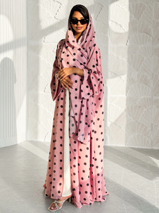 Abaya LEDUO Elegante y Lujosa con Estampado Geométrico de Puntos, Transpirable y Suave de Satén para Eid y Ramadán - Product Image 3
