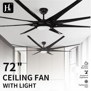 Ventilateur de plafond de style industriel de grande taille de 100 pouces avec lumière LED, 8 pales en ABS, moteur CC, design moderne, télécommande, corps de lampe en métal - Product Image 2