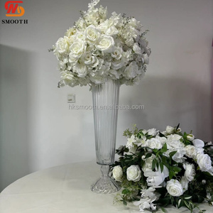 Vase en verre transparent de style moderne, grand centre de table, vase de luxe pour mariage, support de fleurs pour décoration d'événements - Product Image 2