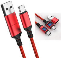 Chargeur rapide 2 en 1 65W PD USB C vers USB Type C et USB-A Câble de charge rapide 0.5M 1M 1.2M 1.8M 2M 3M