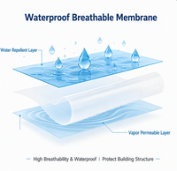 Sous-couche de toiture synthétique anti-déchirure haute résistance pour l'isolation des bâtiments, membrane respirante imperméable grise