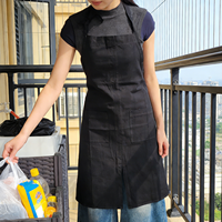 Tablier de travail en lin-coton anti-taches pour la restauration, le thé au lait, la blanchisserie, avec logo personnalisé, pour supermarché et boulangerie