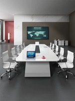 Table de réunion de conférence moderne en bois Mobilier de bureau avec panneau Style bois pour les écoles