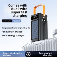 Power Bank Tenaga Surya OEM 50000mAh 22.5W Pengisian Cepat Kabel Terintegrasi & Layar LED Portabel untuk Penggunaan Luar Ruangan Input Tipe-C