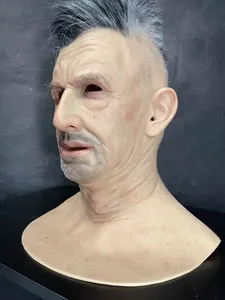 قناع سيليكون واقعي لرجل عجوز بشعر رمادي، قناع كامل للرأس مناسب لأدوار الهالوين والخدع - Product Image 2