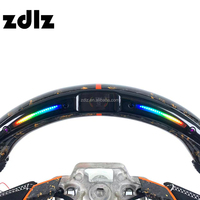 Volant en fibre de carbone forgé à LED pour Ford Mustang GT Shelby 2020 2021 2022 2023 Volant personnalisé en cuir suédé noir