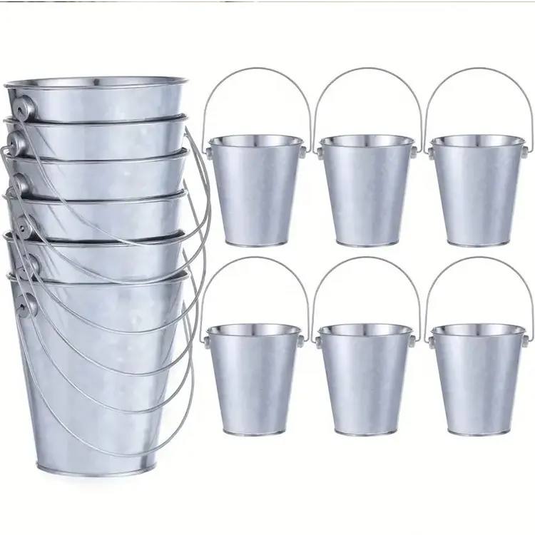 Eco-friendly Metal Bucket With Handle Galvanized Buckets For Party Small Metal Pails And Buckets For Party Favors Plant Candy