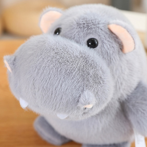 Haute qualité Kawaii gris hippopotame peluche poupée courte potelée grande bouche en peluche jouet personnalisable et abordable cadeau pour enfants - Product Image 5