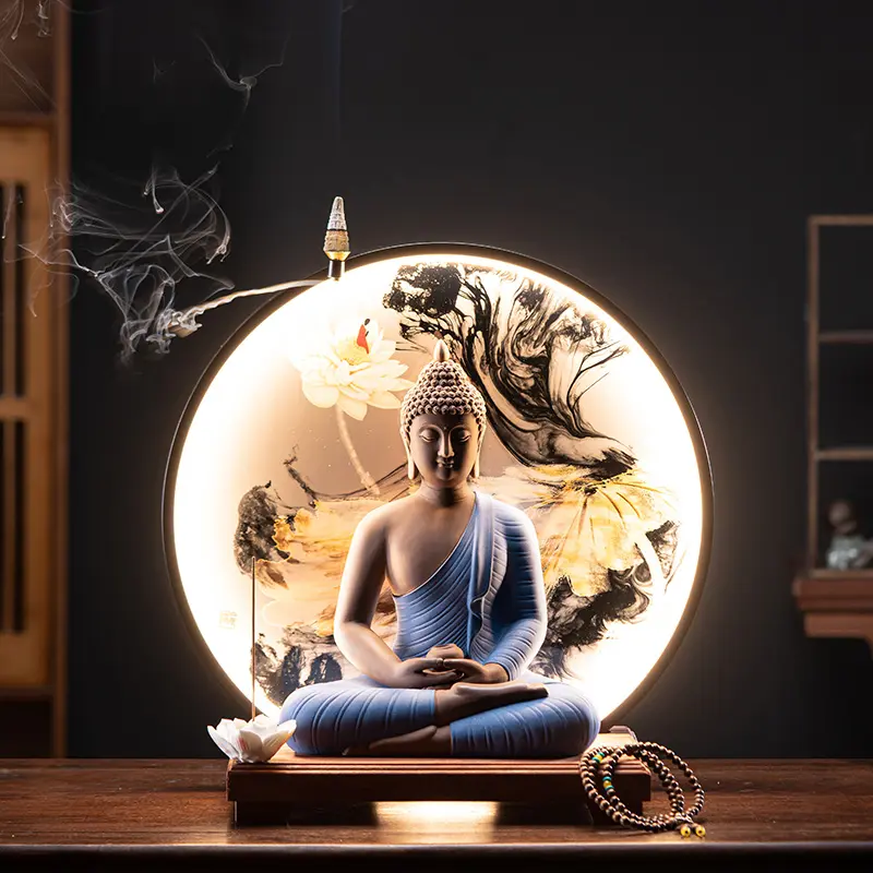 Güneydoğu asya tai seramik buda heykelcik led lamba ışığı brülör Sakyamuni Amida ilacı man Tathagata ev dekorasyon
