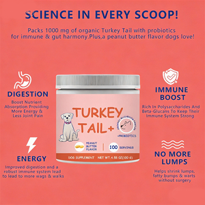 Suplemento Probiótico Natural com Suporte OEM: Pó de Cogumelo Turkey Tail e Lactobacillus <span class=keywords><strong>Acidophilus</strong></span> para Cães - Energia e Digestão - Product Image 4