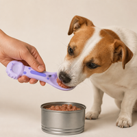 YAOYUE Ensemble de cuillères manuelles pour animaux de compagnie en ABS TPE, avec ouvre-boîte en forme de patte de dinosaure et couvercle à 3 anneaux pour l'alimentation des chats et chiens en nourriture humide