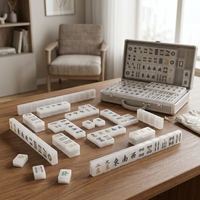 Jeu de Mahjong complet en acrylique translucide de 160 tuiles, gravure classique chinoise/anglaise, portable, pour 3-4 joueurs, jeu de table