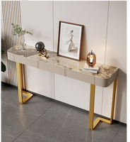 Console minimaliste italienne avec tiroirs, support en métal doré, meuble de décoration pour salon et entrée