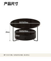 Table basse noire moderne avec rangement, table basse ronde en verre, table basse minimaliste