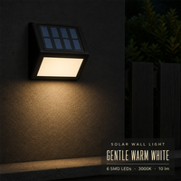 Lampe murale solaire IP65 en polycarbonate, 6 LED SMD, 3500K blanc chaud, éclairage nocturne automatique pour jardin et terrasse