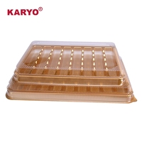 KARYO 2302B Boîte d'emballage jetable de luxe en plastique doré à 8 compartiments pour la pâtisserie, le snack, les biscuits et les biscuits avec couvercle transparent