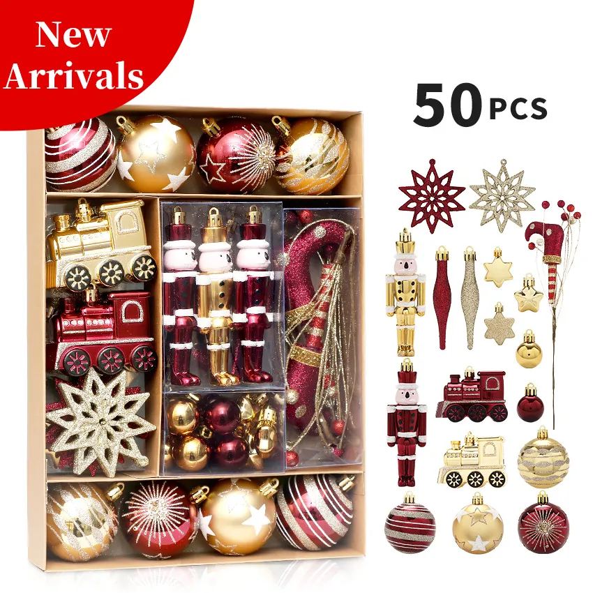 Nouveautés vente en gros 50pcs ensembles combinés ornements de boule de Noël incassables pour la décoration de vacances