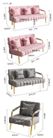 Canapé de salon en tissu, vente chaude, ensemble de canapés de loisirs, fauteuil en tissu doré, salon, salon de beauté, canapé 1+2+3 places