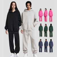 Sweat-shirt surdimensionné 360g en molleton doublé, teint à la cire, effet vintage, style streetwear, avec épaules tombantes, ensemble de sweats à capuche surdimensionnés en molleton