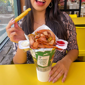 ถ้วยใส่เฟรนช์ฟรายส์ ไก่ทอด เบอร์เกอร์ เครื่องดื่ม และของว่าง ดีไซน์ใหม่ทันสมัย พร้อมที่จับแบบมือเดียวและช่องแบ่งสำหรับใส่ซอส - Product Image 4