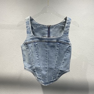 Conjunto de Dos Piezas Estilo Casual de Verano para Mujer, Top Corto Estilo <span class=keywords><strong>Vaquero</strong></span> con Espina de Pescado y Falda Corta - Product Image 3