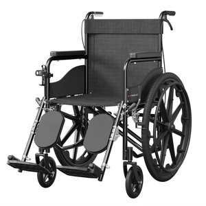 自走式スチール製手動車椅子、粉体塗装フレーム、調節可能なレッグレスト、一体型ホイール、通気性のあるオックスフォードシートクッション-76 - Product Image 1