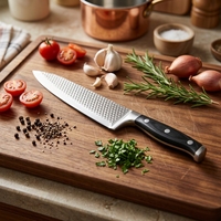 Couteau de chef artisanal de 7,5 pouces avec manche en bois de rose, couteau de cuisine personnalisé en acier inoxydable