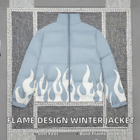 LULUSEN NOUVEAU Blouson Bomber Homme en Polyester Rembourré à Col Montant, Motif Flamme, Fermeture Éclair, Teint Uni, Hiver