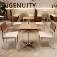 Combinaison table et chaises de salle à manger commerciales en bois et cuir, design coréen moderne, pour café, pâtisserie, restaurant occidental