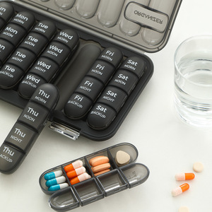 Pillbox 28 Compartment Large Capacity Sealed Medicine Dispenser For Weekly Pill Storage Food Grade PP Material - Product Image 1