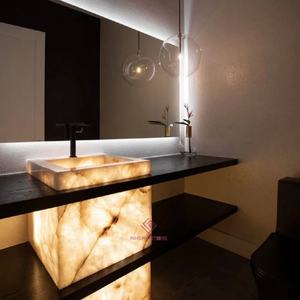 أثاث حمام فاخر عالي الجودة من الحجر الطبيعي ، أثاث رخامي للحمام ، حوض شفاف - Product Image 4