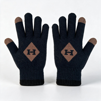 Gants longs en tricot à double couche épais pour l'automne et l'hiver, design à doigts séparés, gants chauds et protecteurs pour hommes