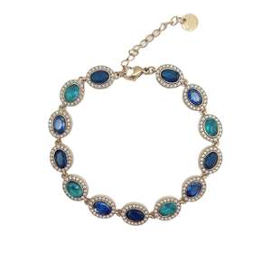 Bracelets en acier inoxydable plaqué or PVD avec pierres bleues et vertes, bijoux élégants et classiques pour femmes, cadeau - Product Image 1