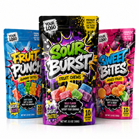 Sachet Mylar personnalisé ZA Pack style graffiti, pochette verticale pour bonbons, emballage street style pour Fruit Punch Sour Burst Sweet Bites