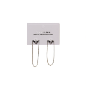 Pendientes Libace International Station con Forma de Corazón, Plateados, de Aleación de Zinc, con Cristales de Imitación, Joyería para Mujer para Fiestas - Product Image 1