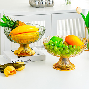 จานผลไม้แก้วฐานทองสำหรับตกแต่งบ้านและงานปาร์ตี้ - Product Image 1