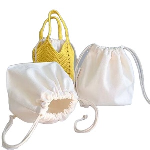 Pochette en toile de coton de haute qualité avec cordon de serrage, couleur naturelle, sac anti-poussière en coton avec double cordon - Product Image 1