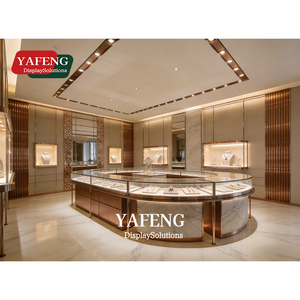 Comptoir de présentation de bijoux moderne sur mesure avec verre trempé ultra-transparent, serrure et éclairage LED pour magasin de bijoux en centre commercial - Product Image 1