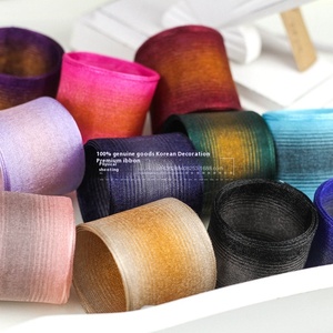Оригинальный Фабричный атласный двухсторонний материал для волос NG98 Южная Корея градиентный цвет Снежная пряжа букет цветок бант лента оптом - Product Image 4