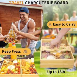 ZTDMGZS Cheese Board Set Premium Bamboo With Lid For Outdoor <b>Camping</b> Snack Fruit <b>Storage</b> Rectangle <b>Box</b> - Product Image 2