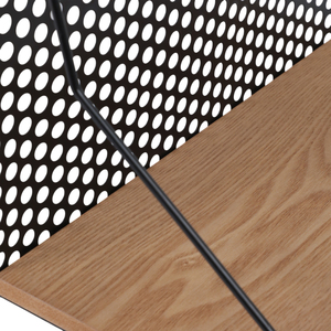 Estantes rectangulares de pared con respaldo de hierro perforado y superficie de madera para decoración del hogar y organizador de almacenamiento - Product Image 6