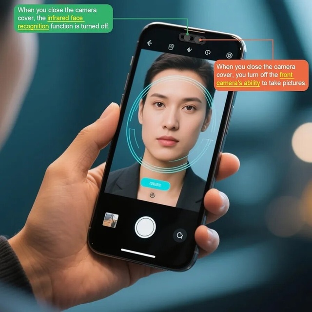 Double Sliding Camera Privacy Cover Anti Spy Front Lens Blocker Sticker Universal Phone Webcam Security Protector for iPhone