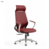 Chaise de bureau de direction à dossier haut pivotant Boss Accoudoir en aluminium en cuir véritable en aluminium PU pour le bureau